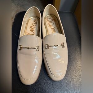 Sam Edelman Cream Patent Leather Horsebit Loafers